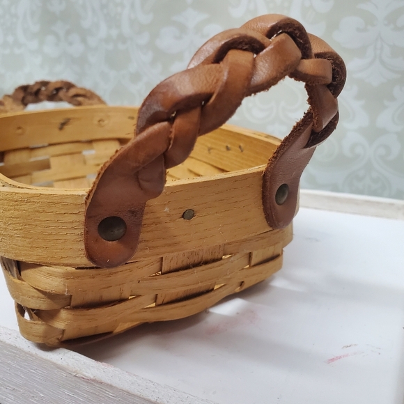 Peterboro Basket Co Rectangular Braided Leather Handles USA - Picture 3 of 10